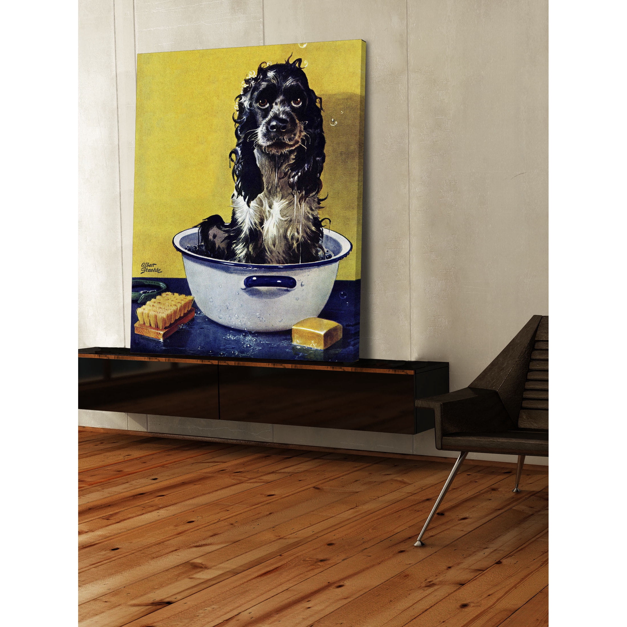 Marmont Hill "Butch Gets a Bath" by Albert Staehle Painting Print on Canvas