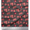thumbnail image 1 of Soimoi Gray Cotton Duck Fabric Pomogranate Fruits Printed Fabric 1 Yard 42 Inch Wide, 1 of 3