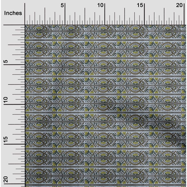 oneOone Polyester Lycra Fabric Stripe|Leaves & Floral Block Printed Craft Fabric BTY 56 Inch Wide
