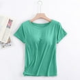 thumbnail image 2 of Women's Short Sleeve T-Shirt with Built-In Bra Support Comfortable Semi Sleeve Vest Top for Casual Wear, 2 of 2