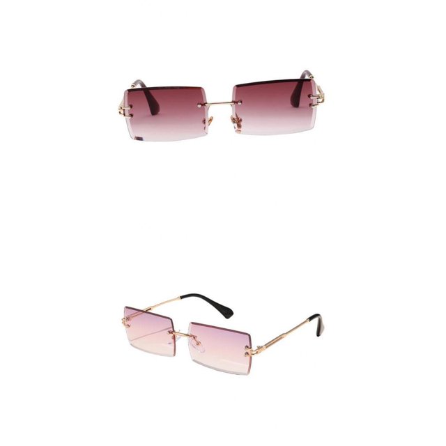 Gafas de terre Sin Montura Y Morado, Lentes Tintados a , 400 Jinwen Gafas de sol rectangulares para mujer