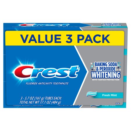 Crest Cavity & Tartar Protection Toothpaste, Baking Soda & Peroxide 3 Pack 17.1 oz Package May Vary