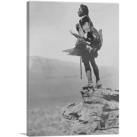 ARTCANVAS The Eagle Catcher 1908 Canvas Art Print by Edward S. Curtis - Size: 12" x 8" (0.75" Deep)