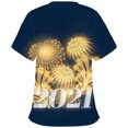 thumbnail image 3 of BloomJoy Scrubs for Women Year Short Sleeve V-neck Tops Working Cartoon Print Blouse V Neck Tee Graphic Women Sports T Shirt Womens T Shirts Long Sleeve Tan Raglan Shirt Swim, 3 of 6