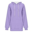 thumbnail image 4 of Plain Hoodies for Women Solid Color Fashion Hooded Sweatshirt with Pockets Hoody Top, 4 of 4