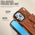thumbnail image 4 of For Apple iPhone 16 Pro RFID Blocking Protective Purse Wallet Case Magnetic Flip Cover Multi-Card Slots Pocket With Detachable Shoulder Strap And Wrist Strap,Brown,For iPhone 16 Pro, 4 of 7
