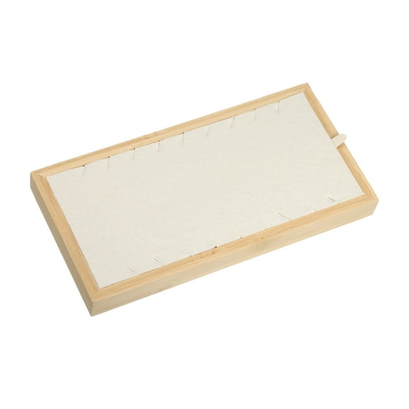 Unique Bargains Bamboo Wood Necklace Tray Stackable Storage Jewelry Tray Showcase Display Organizer for Necklaces Beige