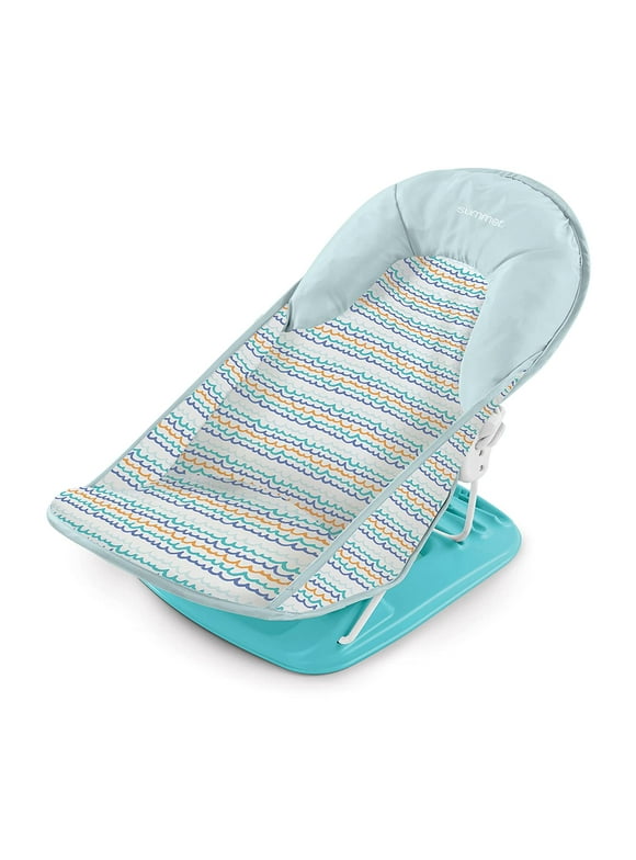 Summer Infant Deluxe Baby Bather (Ride the Waves) - Bath Support for Use in the Sink or Bathtub - Includes 3 Reclining Positions