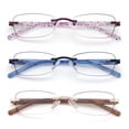 thumbnail image 1 of LOVIVY 3 Pack Rimless Reading Glasses for Women Blue Light Blocking Readers Tinted Edge Spring Hinge Pattern Print Arm Eyeglasses Mix 1.75, 1 of 4