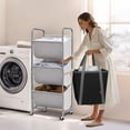 thumbnail image 2 of Cesto de ropa Storage Maniac de 120 litros con ruedas, gris, 3 niveles, 2 of 7