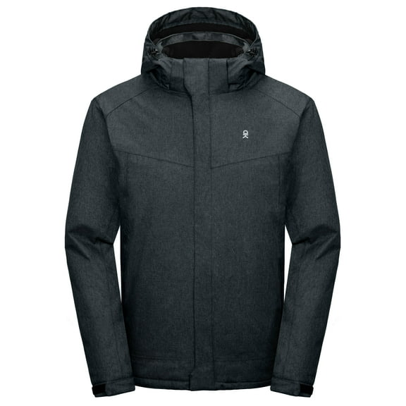 Little Donkey Andy Men's Waterproof Jacket with Removable Hood，Fleece Lined Warm Rain Jacket for Hiking, Skiing Black S