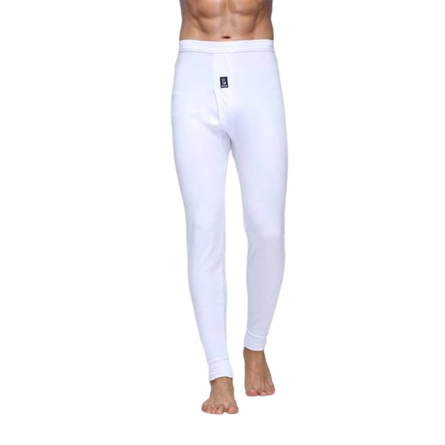 Sonducket Ropa interior térmica para hombre, pantalones de algodón, Color sólido, cómodos, Otoño Invierno, mallas de longitud completa, Ropa interior hombre blanco METRO
