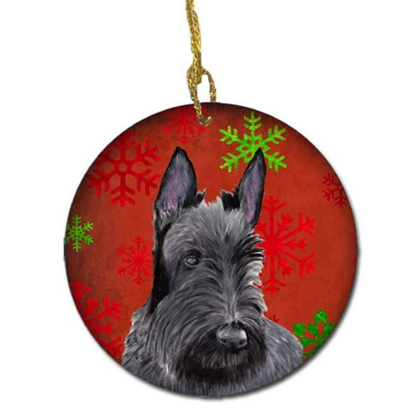 Scottish Terrier Red Snowflakes Holiday Christmas Ceramic Ornament