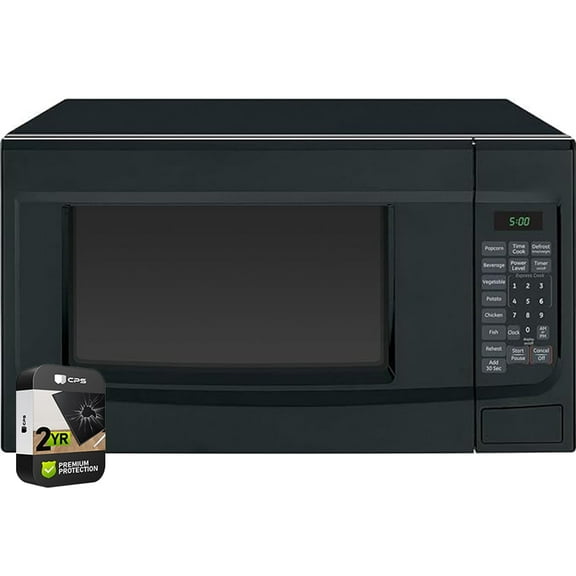 GE GCST14S1WBB 1.4 Cu. Ft. Capacity Countertop Microwave Oven Black Bundle with 2 YR CPS Enhanced Protection Pack