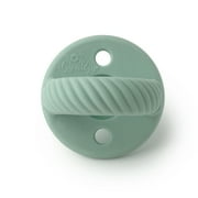 Itzy Ritzy Sweetie Soother Pacifier Set of 2- Silicone Newborn Pacifiers with Collapsible Handle & Two Air Holes for Added Safety; Set of 2 in Green and White, Ages Newborn & Up