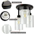 Depuley 3 Light Black Flush Mount Ceiling Light, Clear Glass Pendant