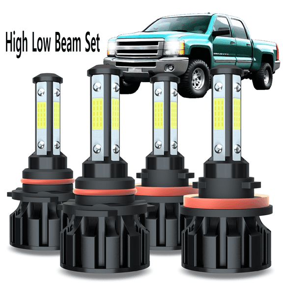 For Chevy Silverado 1500 2007-2014 LED Headlight Combo 9005 High Beam   H11 Low Beam Kits 4Pcs 6000K White
