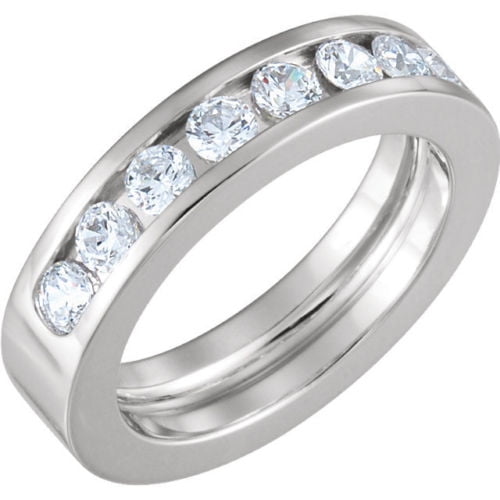 Platinum 1.04ct Round Cut Diamond Anniversary Wedding Band, Size 6, Prong Set, 1 8ct each by