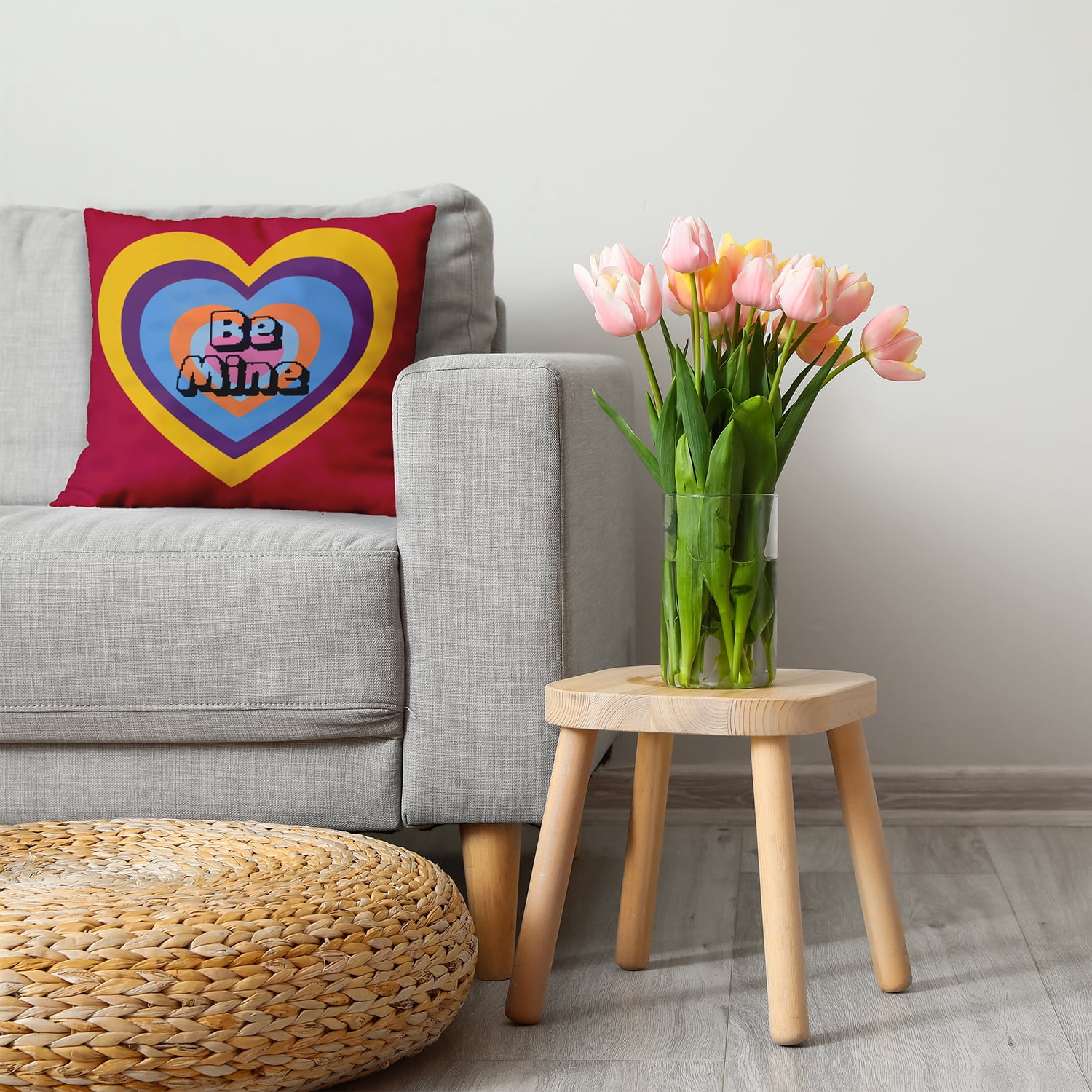 26" x 26" Simply Daisy Be Mine Polyester Accent Pillow, Formula One Qty 1