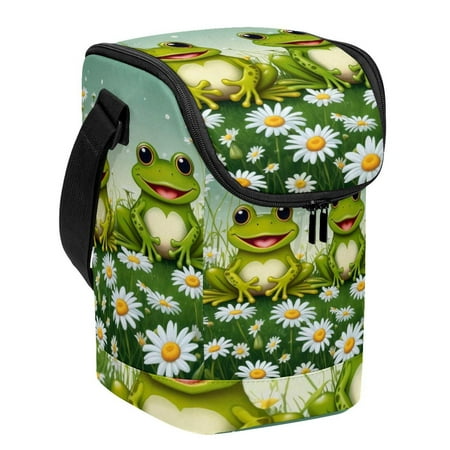 

Anna Cowper Stand-up Picnic Bag for Women/Men Travel Shopper Large Capacity Food Delivery Bag Handbag Insulation Bag Frog Daisy