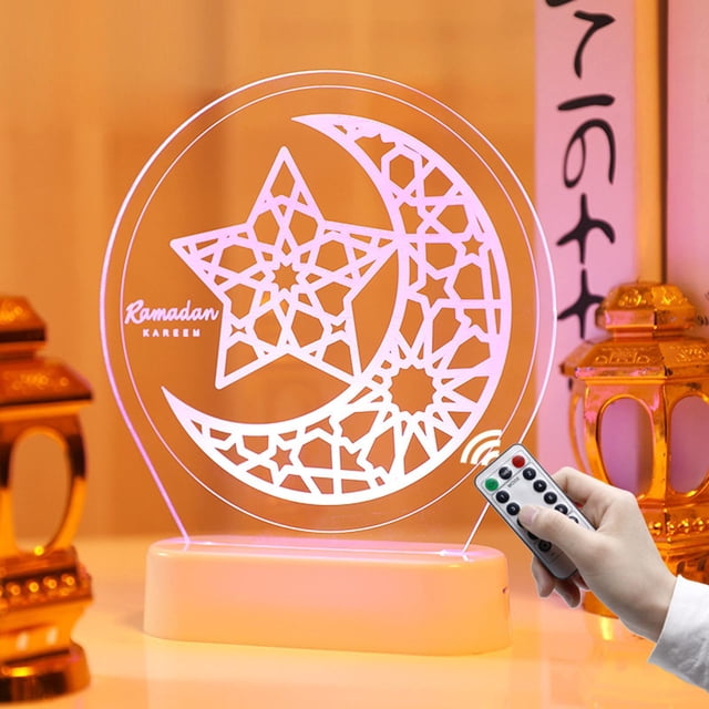 Musulmán islámico EID Mubarak colorido remoto LED luces lámpara de Ramadan r Colcomx Luces de la luna