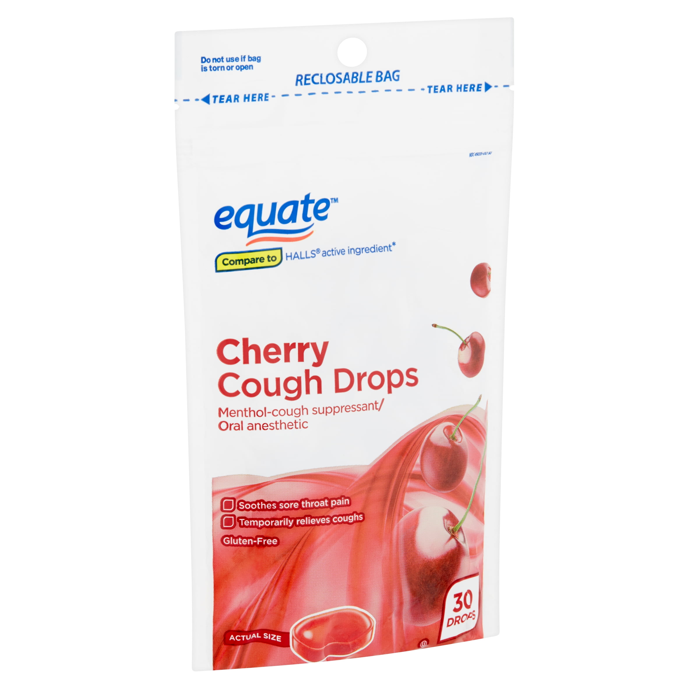 Equate Cherry Cough Drops with Menthol, 30 Count