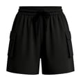 thumbnail image 6 of Women's Lightweight Nylon Spandex Work Shorts, Elastic Waist Tummy Control with Zippered Pockets, Quick Dry Breathable Stretch, Outdoor Leisure Hiking Running Travel, Athletic, 6 of 7