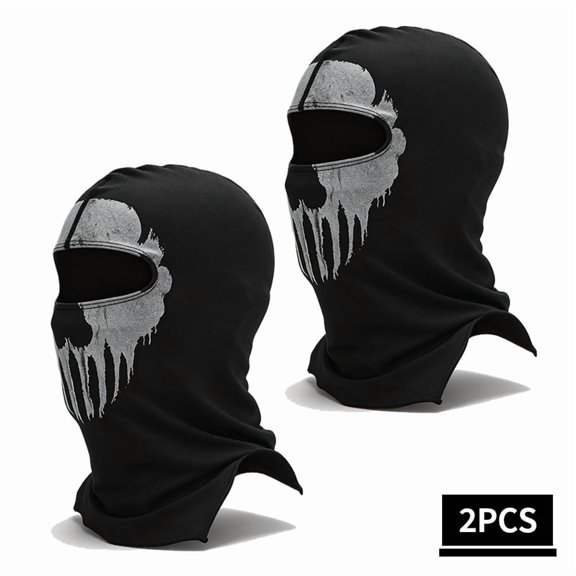 MUSION 2PCS Skull Balaclava Face Mask 3D Printed Motorcycle Helmet Liner Breathable Stretchy Full Face Cover for Cycling Riding Outdoor Sports