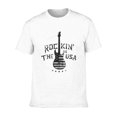 thumbnail image 6 of Men Vintage Rock Guitar USA Flag Graphic T-Shirt, "Rockin' In The USA" Crew Neck Poly Cotton Short Sleeve Patriotic Music Tee, 6 of 8