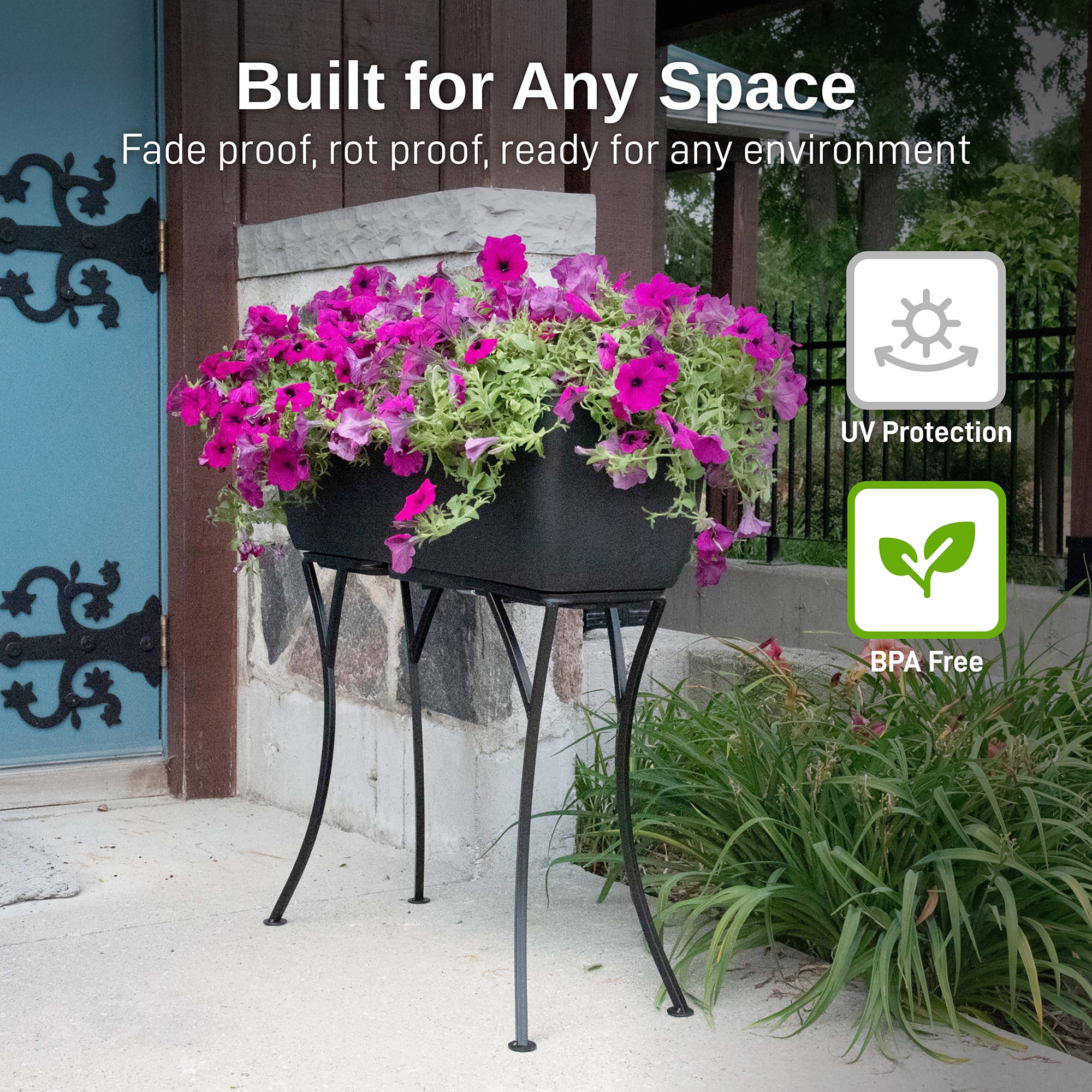 30" x 10" ELEVATED PLANTER W/FRM DSP-BLK
