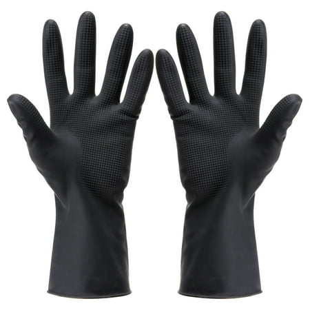 Hair Dye Gloves Black Reusable Salon Hair Color Latex Gloves Large Thick Rubber Gloves for Cleaning Cooking Dishwashing 5
