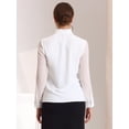 thumbnail image 4 of Blusa de trabajo de manga larga transparente con cuello en V y volantes para mujer Blanco-2 L, 4 of 5