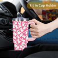 thumbnail image 5 of Halloween Tumbler, Cute Pink Ghost Skull Tumbler with Handle and Straw, 40 oz Stainless Steel Insulated Water Bottle Halloween Gifts for Women, 5 of 6