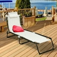 thumbnail image 4 of Gymax Foldable Lounge Chaise Adjustable Patio Camping Cot w/ Pillow Beach Pool Gray, 4 of 9