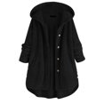 thumbnail image 2 of Turilly Womens Jackets Ladies Plus Size Women Fleece Irregular Long Sleeve Button Pocket Hooded Coat, 2 of 6