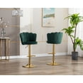 thumbnail image 2 of Guyou Swivel Adjustable Bar Stools Set of 2, Velvet Counter Height Barstools with Petal Back and Gold Footrest, Modern Counter Bar Height Stool Chairs for Kitchen Island Bar Cafe, Dark Green, 2 of 10