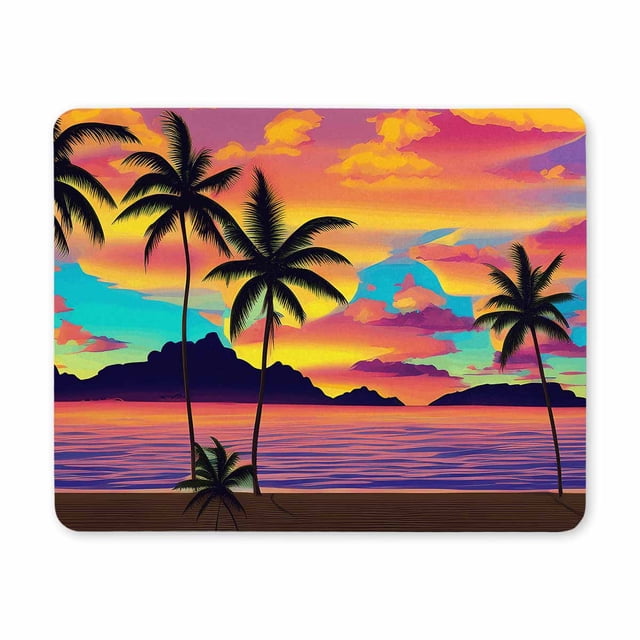 Rock Bull Sunny Day Beach Mouse Pad - Non-Slip Cloth Surface For Optical Mice