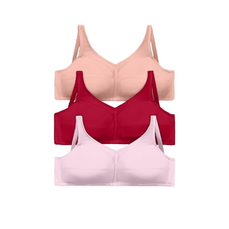 

Comfort Choice Women s Plus Size 3-Pack Front-Close Cotton Wireless Bra Bra