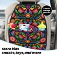 thumbnail image 5 of Naloa Colorful Floral Embroidery Mexican 2Pcs Anti-Kick Back Seat Cover Kick Mat, Car Seat Protector with 3 Storage Pockets, 5 of 8