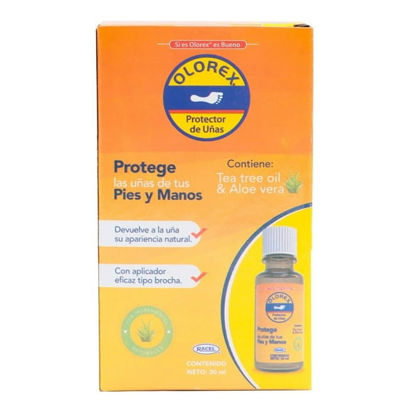 Protector de uñas Olorex con aplicador de brocha tea tree y aloe vera 20 ml
