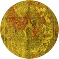 thumbnail image 1 of Ahgly Company Machine Washable Indoor Round Oriental Yellow Industrial Area Rugs, 4' Round, 1 of 4