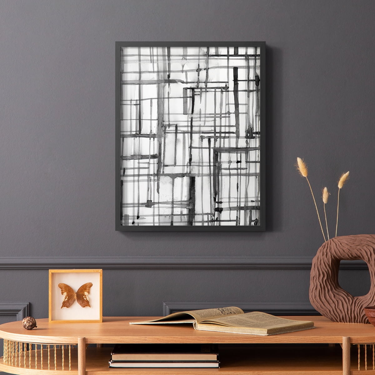 Line Meditation II in Black Solid Wood 8 x 10 Framed Print
