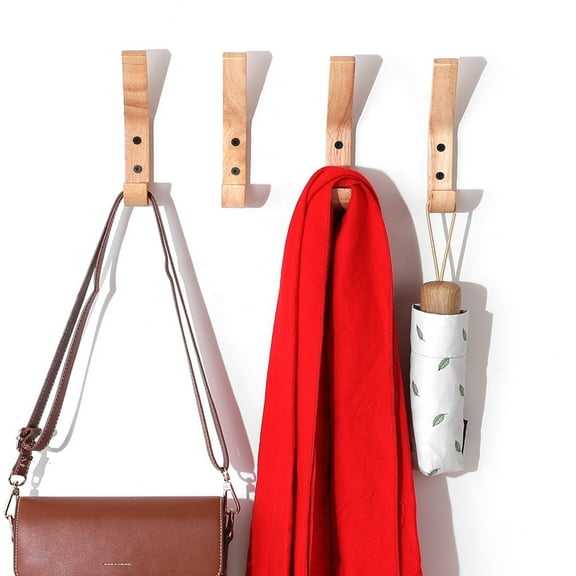 HEVIRGO Coat Hook Sturdy Unique Shape Wood Household Clothes Hangers for Kitchen, Wooden Color