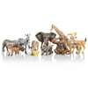 TOYMANY 12PCS Realistic Jungle Animal Figurines, 2-6" Safari Animal Figures Set Includes Elephant,Tiger,Giraffe,Deer,Monkey, Educational Toy Cake Toppers Christmas Birthday Toy Gift for Kids Toddlers