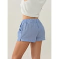 thumbnail image 5 of Michellecmm  Women Summer Shorts Side Split Stripe Print Elastic Waist Short Pants, 5 of 9