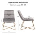 thumbnail image 6 of Duhome Slipper Chairs Velvet Accent Chairs Retro Leisure Lounge Chair Mid Century Modern Chair Vanity Chair for Living Room Bedroom with Gold Metal Legs Grey 1 PCS, 6 of 8