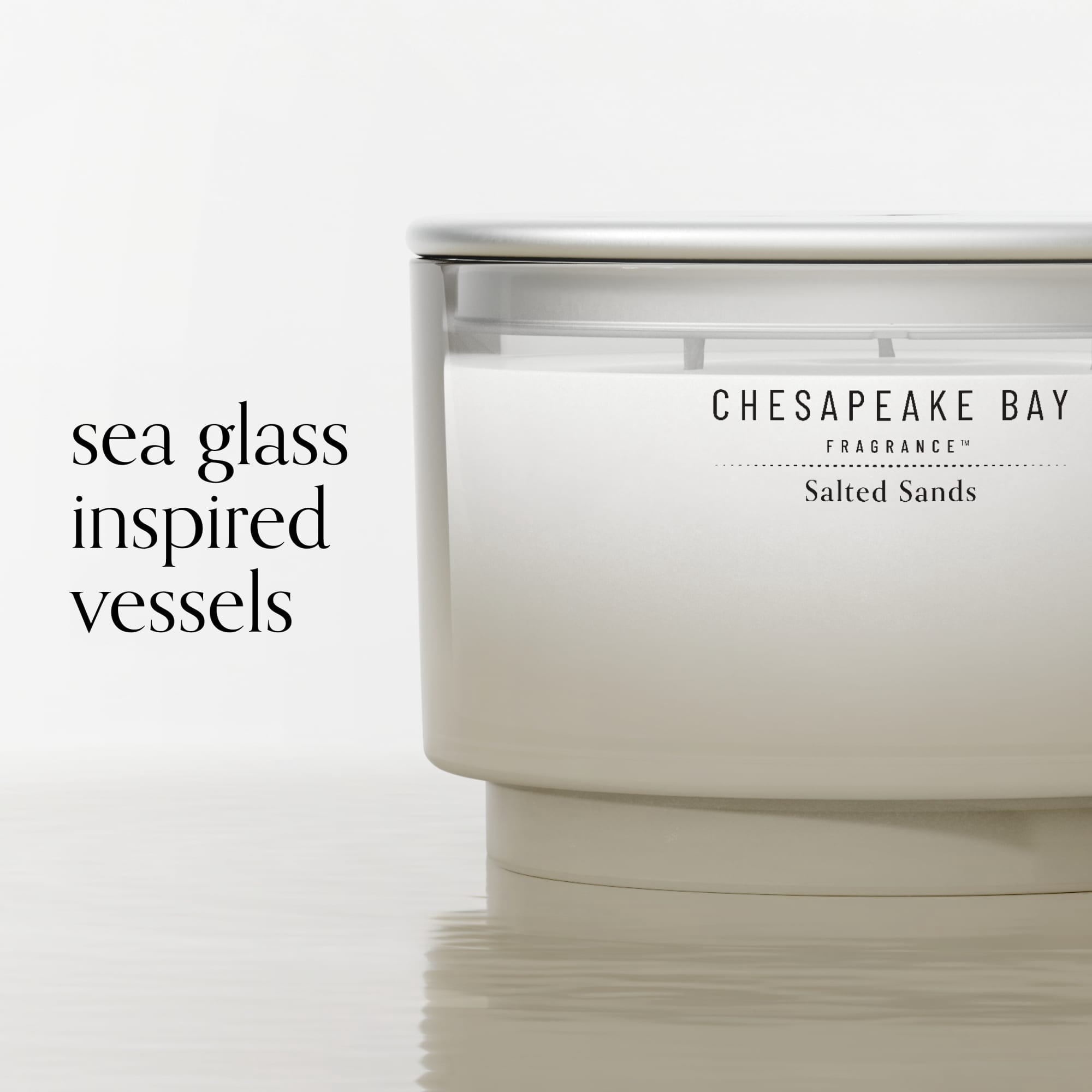 Chesapeake Bay Candle 14.5oz | Salted Sands Scent |Exclusive Mood Evoking Fragrance |Sea Glass-Inspired Jar | Premium Soy Blend Wax with Essential Oils | Coastal Fragrance for Home Décor or Gifting