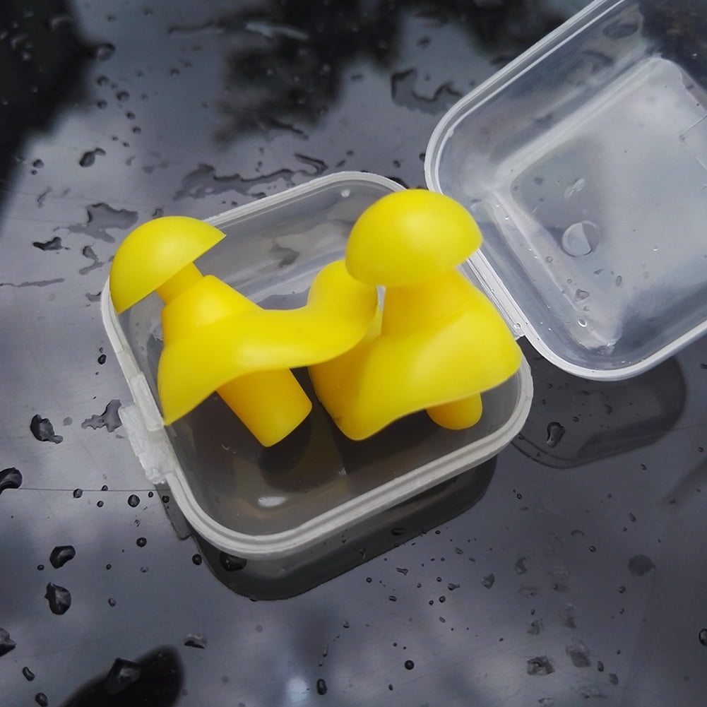 Swimming Ear Plugs, 1 Pairs Professional Waterproof Reusable Silicone
