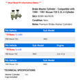 thumbnail image 2 of Brake Master Cylinder - Compatible with 1980 - 1981 Nissan 720 2.2L 4-Cylinder, 2 of 2