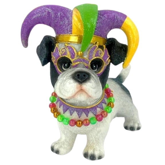 December Diamonds Resin Mardi Gras Bulldog Ornament Collectible 5 Inches